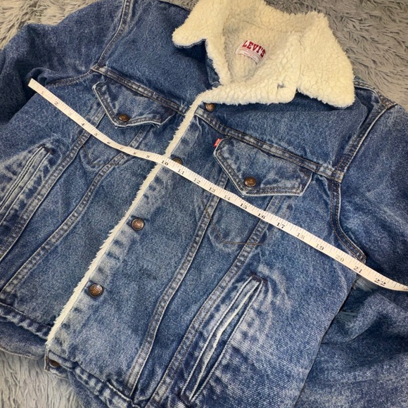 Levi's Jean Jacket Men's Medium 40R Denim Trucker Sherpa '80s Vintage Retro USA - Picture 7 of 14